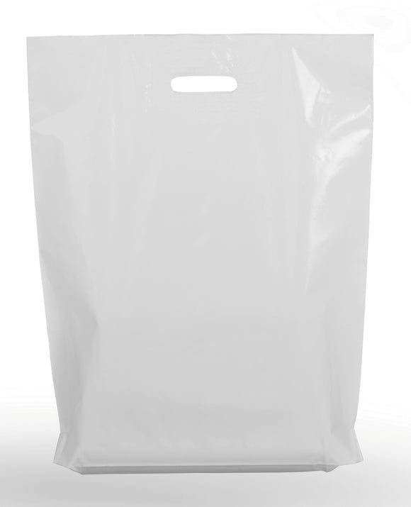 White Plastic Carrier Bags - Standard Retail Size 13x19x23 - 100